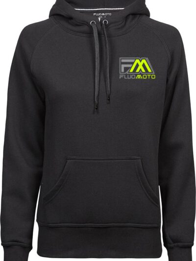 Fluo yellow and grey fluomoto hoodie woman