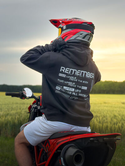 supermoto wheelie remember hoodie black enduro back