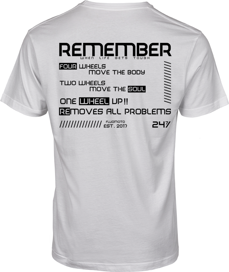 WHITEbasictshirtbackRemember supermoto