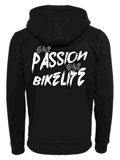 ZipHoodieBlackMotoBikelifePassionMotorcycleSupermotoFluomoto