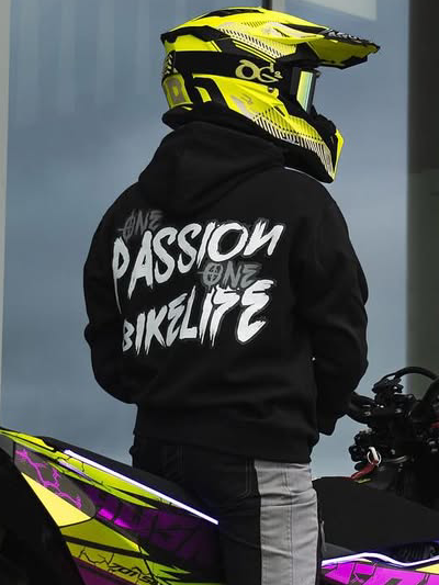 passion bikelife hoodie men back fluomoto