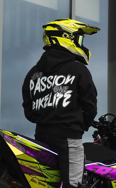 passion bikelife hoodie men back fluomoto