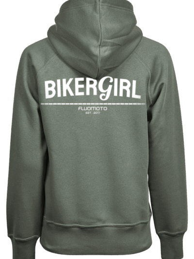 Hoodie Leaf green Woman Bikergirl Back