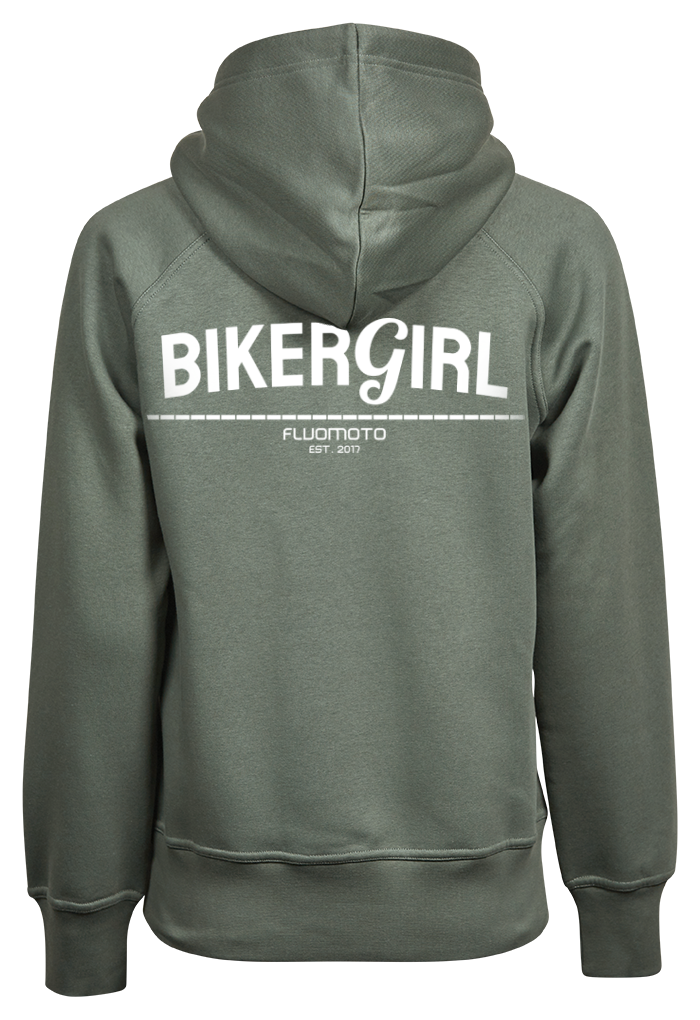 Hoodie Leaf green Woman Bikergirl Back