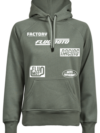 Racing hoodie leaf green woman premium
