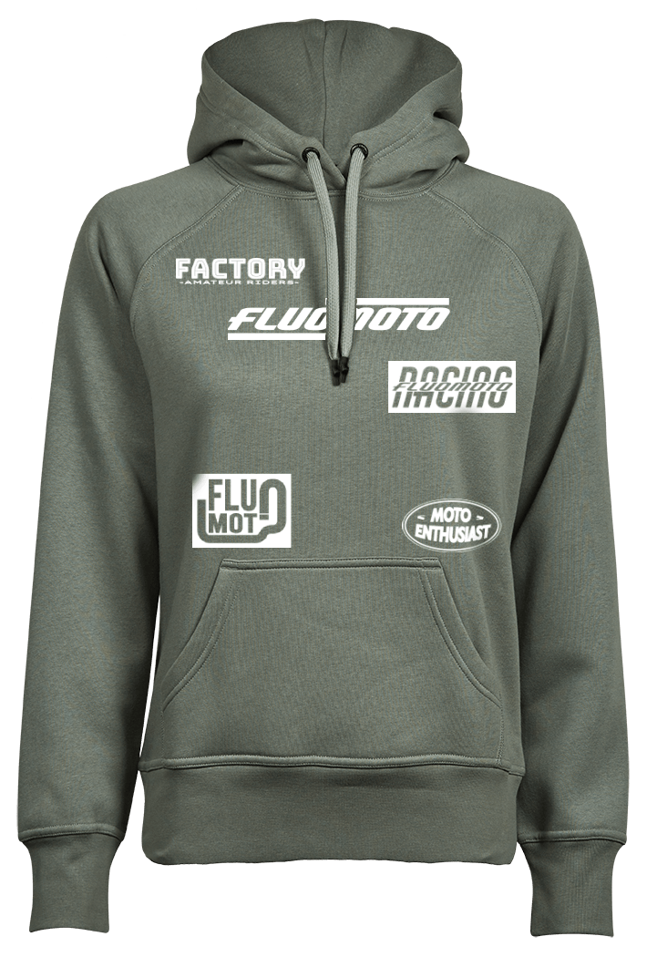 Racing hoodie leaf green woman premium