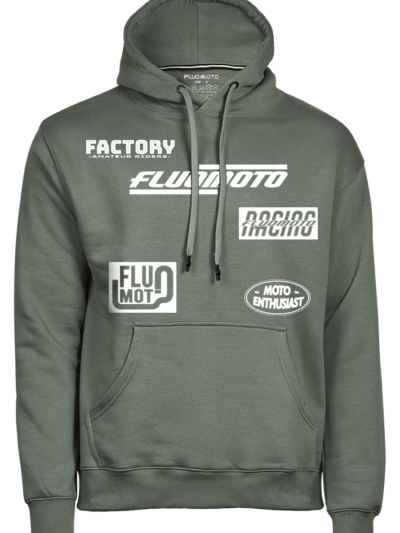 Racing motosport hoodie men leafgreen fluomoto